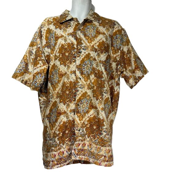 Vintage 90s Gotcha Button Up Hawaiian Style Abstract Art Casual Shirt Size XL - Picture 1 of 6
